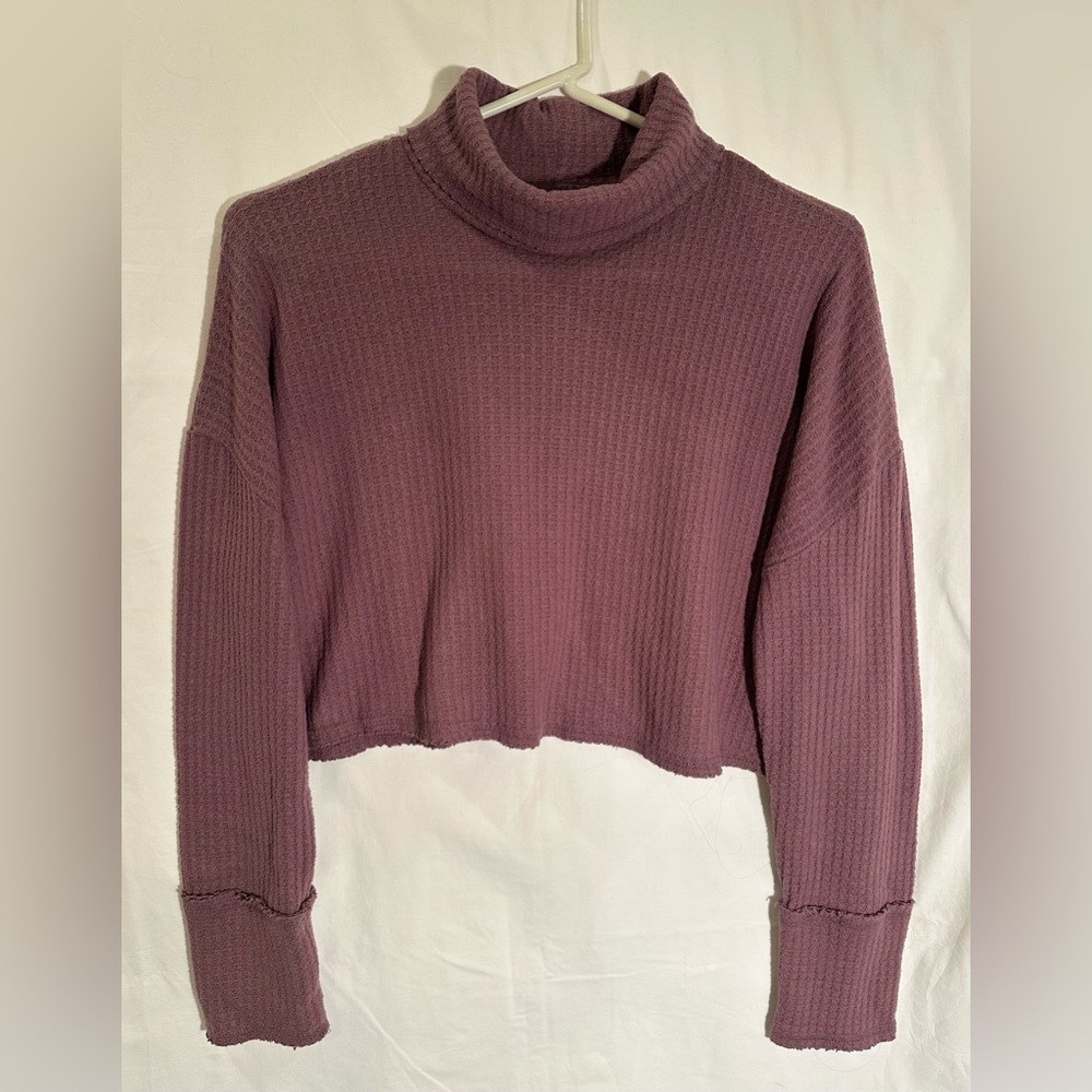 Wild Fable Purple Turtleneck Cropped Sweater